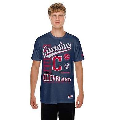 Men's New Era Navy Cleveland Guardians Oversized Throwback Distressed T-Shirt