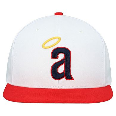 Men's Mitchell & Ness White California Angels Cooperstown Collection Basic Flip Snapback Hat