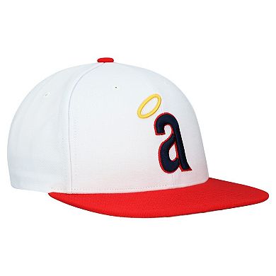 Men's Mitchell & Ness White California Angels Cooperstown Collection Basic Flip Snapback Hat