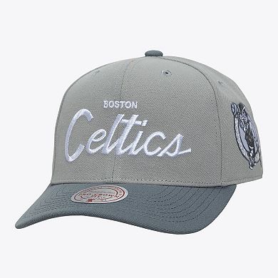 Men's Mitchell & Ness Gray Boston Celtics Thunderstorm Head Coach Pro Crown Snapback Hat