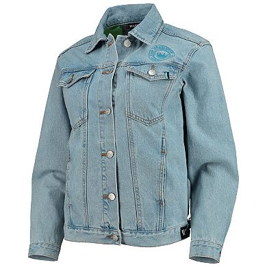 Women's The Wild Collective Blue Charlotte FC Print Denim Button-Up Jacket