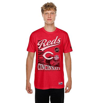 Men's New Era Red Cincinnati Reds Oversized Throwback Distressed T-Shirt