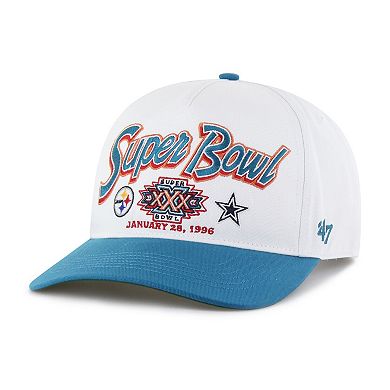 Men's '47 White/Teal NFL Multi-Team Throwback Dueling Logos Adjustable Hitch Hat