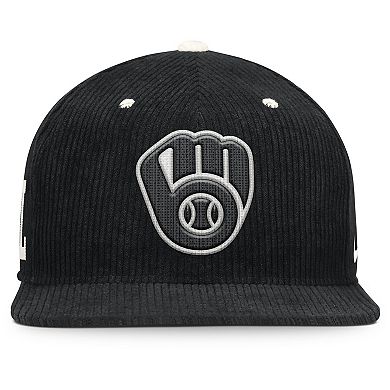 Men's Nike Black Milwaukee Brewers Pro Corduroy Structured Snapback Hat