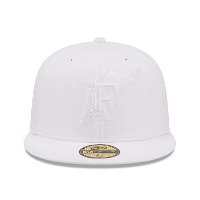 Men's New Era Miami Marlins White on White 59FIFTY Fitted Hat