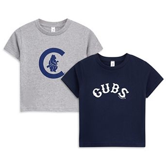 Toddler Soft as a Grape Heather Gray/Navy Chicago Cubs Cooperstown Collection Two-Pack T-Shirt Set