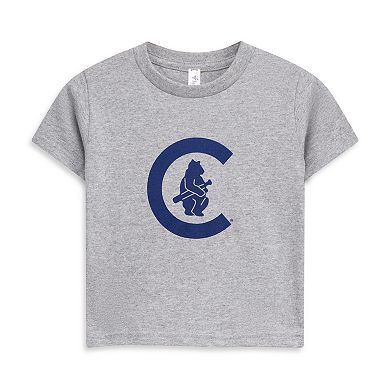 Toddler Soft as a Grape Heather Gray/Heather Gray Chicago Cubs Cooperstown Collection Two-Pack T-Shirt Set
