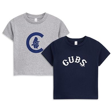 Toddler Soft as a Grape Heather Gray/Heather Gray Chicago Cubs Cooperstown Collection Two-Pack T-Shirt Set