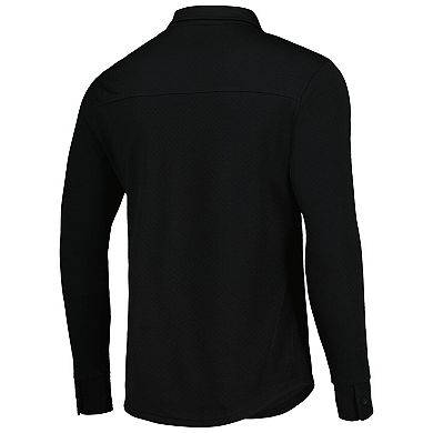 Men's Antigua Black Charlotte FC Streamer Diamond Button-Up Shacket