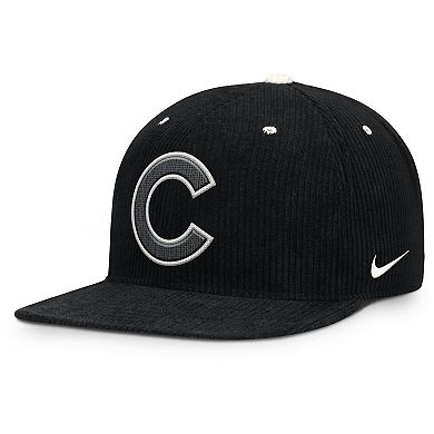 Men's Nike Black Chicago Cubs Pro Corduroy Structured Snapback Hat