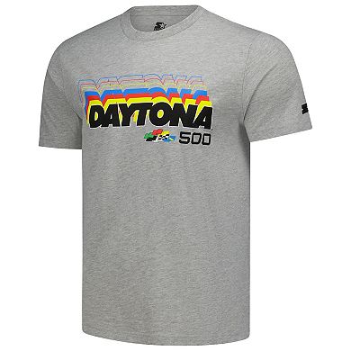 Men's Starter Heather Gray NASCAR Daytona 500 Prime Time T-Shirt