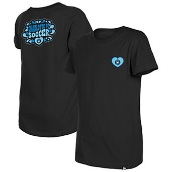 Girls Youth New Era Black Charlotte FC Bubble Heart T-Shirt