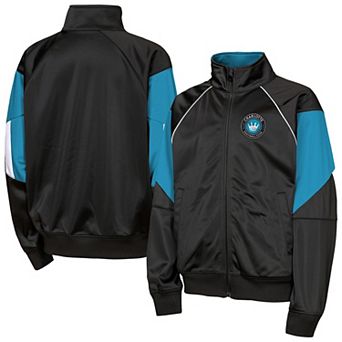 Youth Outerstuff Black/Blue Charlotte FC Color Blocked Full-Zip Track Jacket