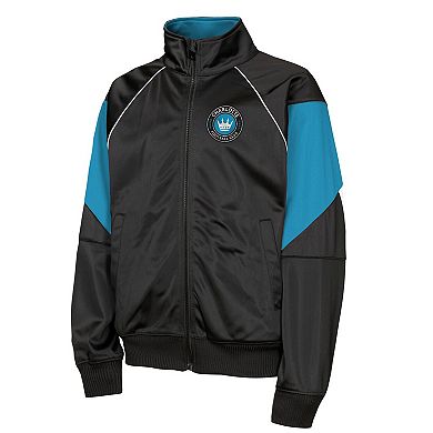 Youth Outerstuff Black/Blue Charlotte FC Color Blocked Full-Zip Track Jacket