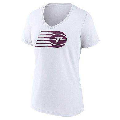 Women's White Toronto Tempo Primary Logo V-Neck T-Shirt