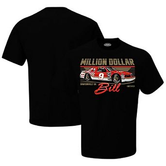 Men's Checkered Flag Sports Black Bill Elliott Million Dollar Bill T-Shirt