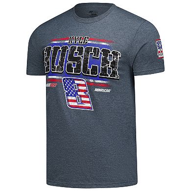 Men's Classic Ink Heather Gray Kyle Busch 3-Spot Lifestyle T-Shirt