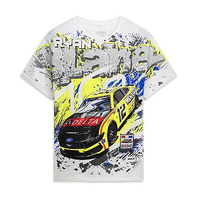 Men's Classic Ink White Ryan Blaney #12 Delta Total Print T-Shirt