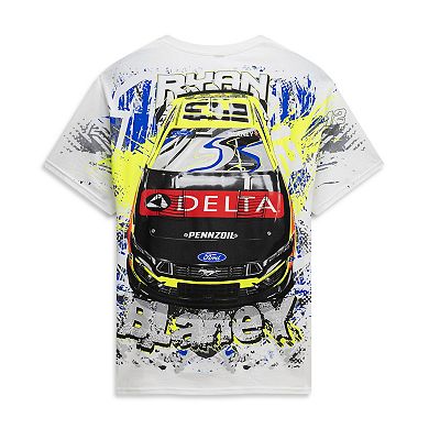 Men's Classic Ink White Ryan Blaney #12 Delta Total Print T-Shirt
