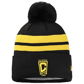 Youth New Era Black Columbus Crew Jersey Hook Cuffed Knit Hat with Pom