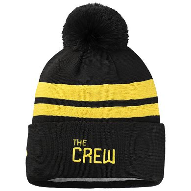 Youth New Era Black Columbus Crew Jersey Hook Cuffed Knit Hat with Pom