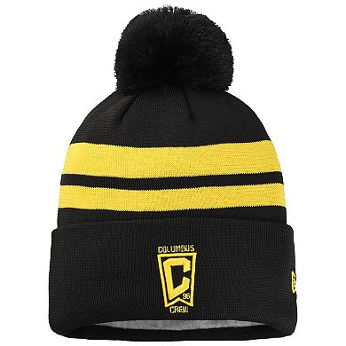 Youth New Era Black Columbus Crew Jersey Hook Cuffed Knit Hat with Pom