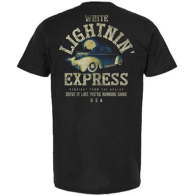 Men's Checkered Flag Sports Black NASCAR White Lightnin' Express T-Shirt