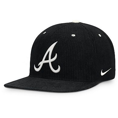 Men's Nike Black Atlanta Braves Pro Corduroy Structured Snapback Hat