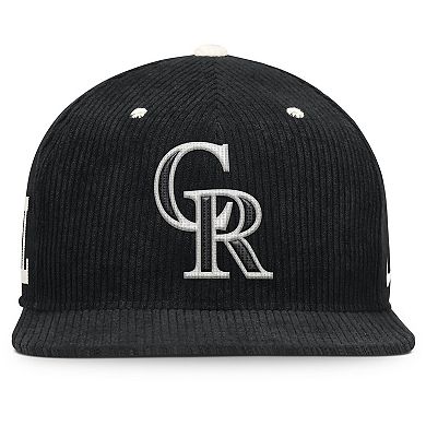 Men's Nike Black Colorado Rockies Pro Corduroy Structured Snapback Hat