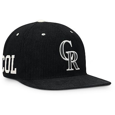 Men's Nike Black Colorado Rockies Pro Corduroy Structured Snapback Hat