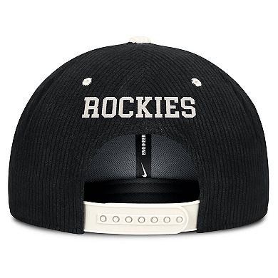 Men's Nike Black Colorado Rockies Pro Corduroy Structured Snapback Hat