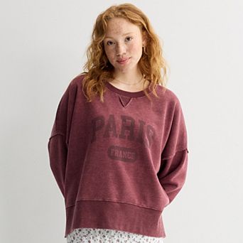 Juniors' Pink Republic Box Fleece Crewneck Pullover