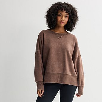 Juniors' Pink Republic Box Fleece Crewneck Pullover