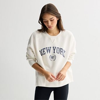 Juniors' Pink Republic Box Fleece Crewneck Pullover