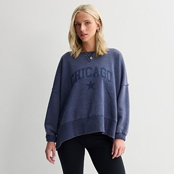Juniors' Pink Republic Box Fleece Crewneck Pullover