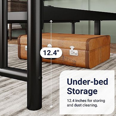 14-Inch Victorian Metal Platform Bed Frame with Headboard and Footboard, No Box Spring