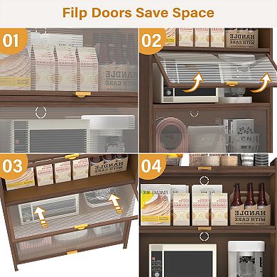 44'' Tall Metal 3 Flip Doors Cabinet for Bedroom, Office, Living Room, Hal