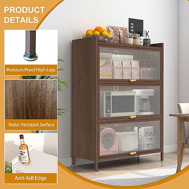 44'' Tall Metal 3 Flip Doors Cabinet for Bedroom, Office, Living Room, Hal