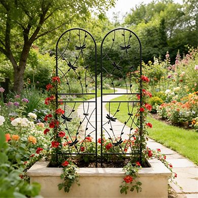 2 Pack Metal Dragonfly Garden Trellis for Climbing Plants, 71" Rustproof Trellis for Flower Support