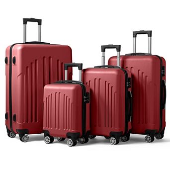 4 pc Hardside Luggage Set with Spinner Wheels, ABS Suitcases 16 in 20 in 24 in 28 in for Travel