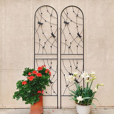 2 Pack Metal Dragonfly Garden Trellis for Climbing Plants, Rustproof Trellis for Flower Vegetables