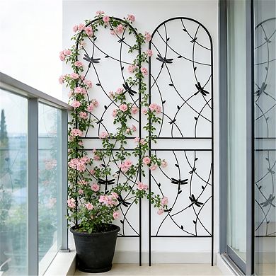 2 Pack Metal Dragonfly Garden Trellis for Climbing Plants, Rustproof Trellis for Flower Vegetables