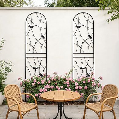 2 Pack Metal Dragonfly Garden Trellis for Climbing Plants, Rustproof Trellis for Flower Vegetables
