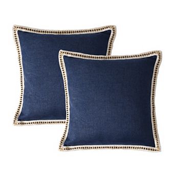 Set of 2 Throw Pillow Covers, 20x20 in Durable Canvas with Tailored Edges, Decorative Covers for Sofa