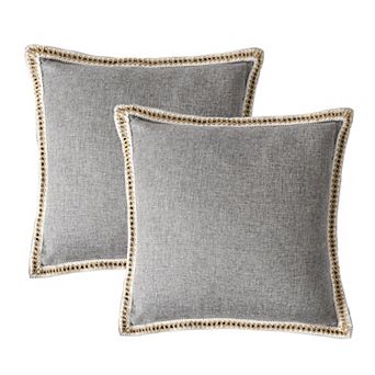 Set of 2 Throw Pillow Covers, 20x20 in Durable Canvas with Tailored Edges, Decorative Covers for Sofa