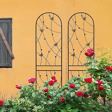 2 Pack Metal Butterfly Garden Trellis for Climbing Plants, 86" Rustproof Trellis for Flower Support