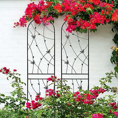 2 Pack Metal Butterfly Garden Trellis for Climbing Plants, 86" Rustproof Trellis for Flower Support