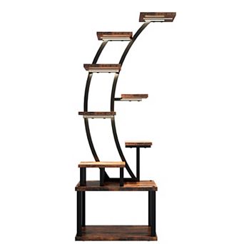 63.6" Half-Moon Indoor Plant Stands with 5 Grow Lights, 9 tier d Plant Shelves, 10-Level Dimming