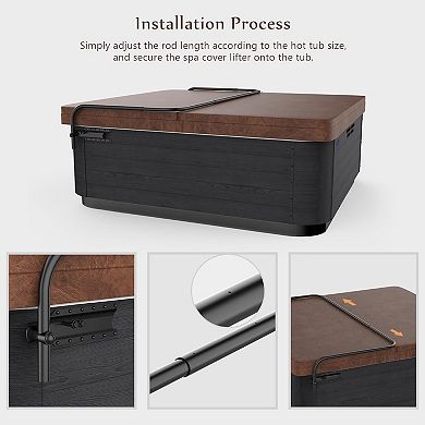 Hot Tub Cover Lifter, Adjustable Side Mount Lifting System, Fits Most Hot Tubs Up to 110" Width