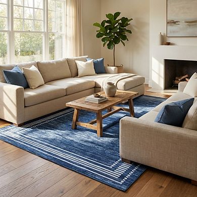 Contemporary Area Rug Machine Washable Vacuum Clean Ultra Thin Stain Resistant Carpet for Bedroom